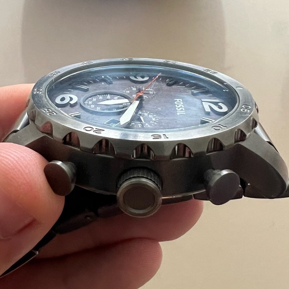 Fossil Nate Chronograph Black Stainless Steel Watch Military inspired style - Picture 2 of 4